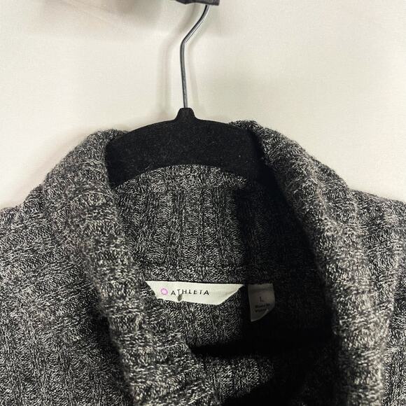 Athleta Large L Gray Transit Pullover Turtleneck Sweater Ribbed Long Sleeve - Picture 7 of 11